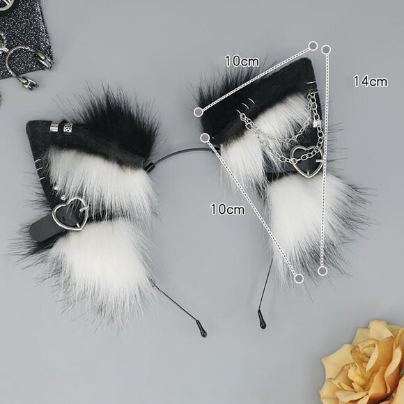 Animal Ears Headband Faux Fur Cat Fox Wolf Halloween Cosplay Party Accessory main image 4